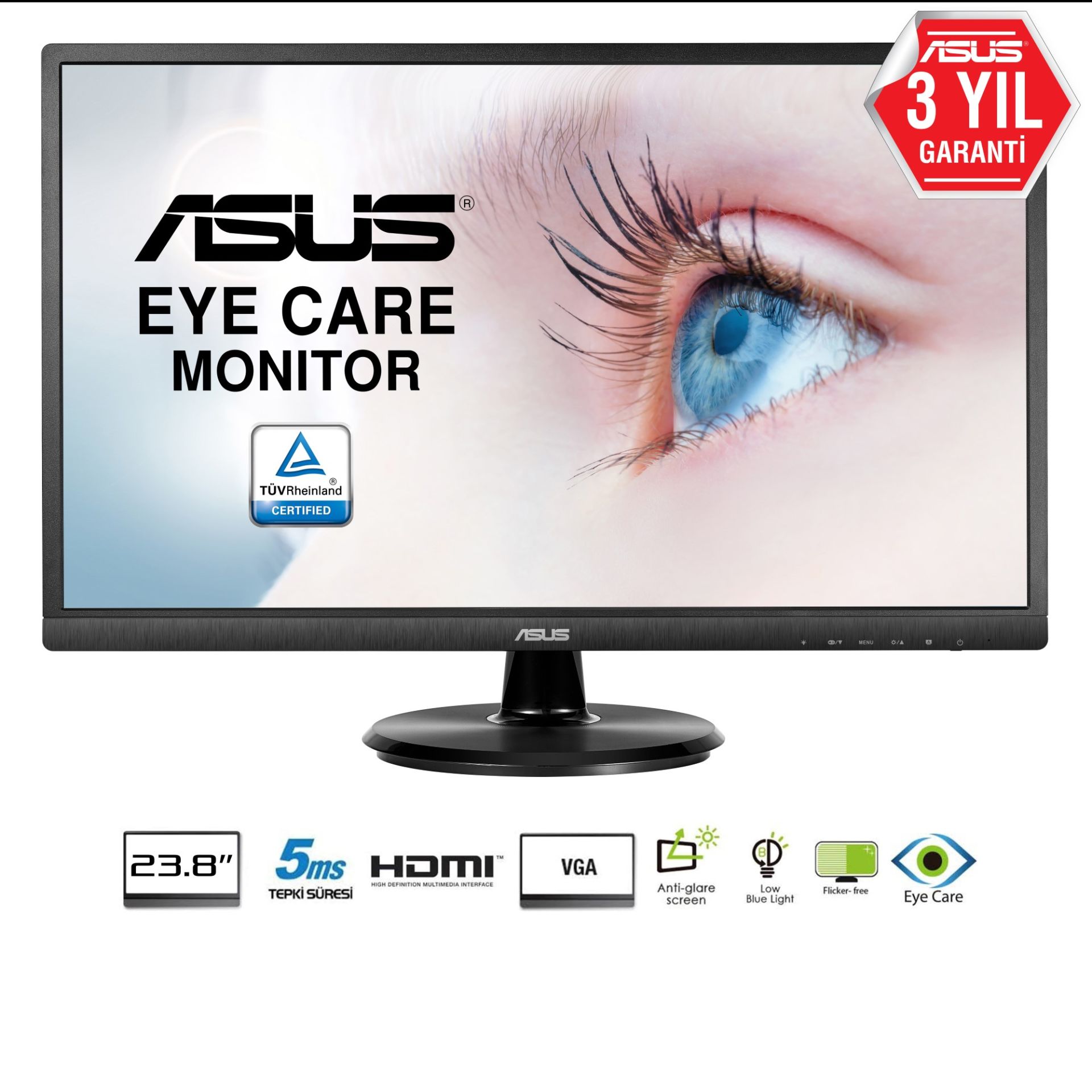 Asus Va249He 23.8'' 60Hz 5Ms (Hdmı+Analog) Full Hd Va Monitör