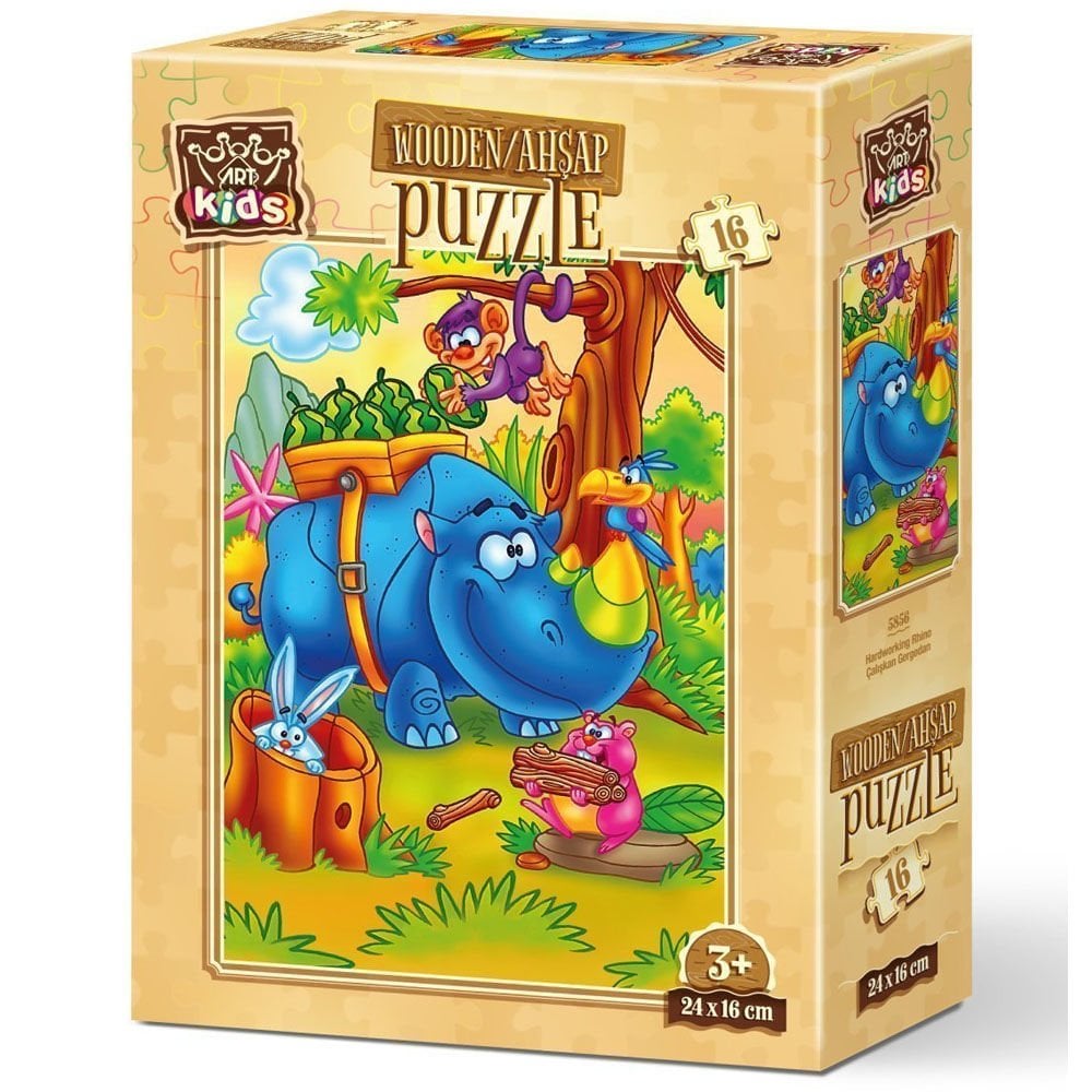 Art Puzzle 16 Parça Çalışkan Gergedan 5856