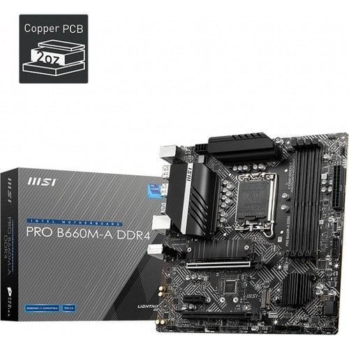 Msı PRO B660M-A DDR4 1700 DDR4 4800 MHz (OC) PD HDMI M.2 USB3.2 mATX 12.Nesil Anakart