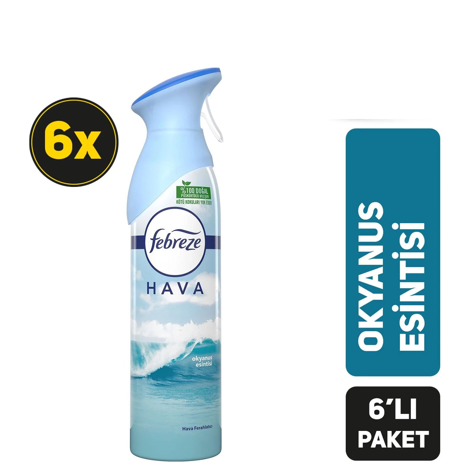 Febreze Hava Ferahlatıcı Sprey Oda Kokusu Okyanus Esintisi 300 ml 6'lı