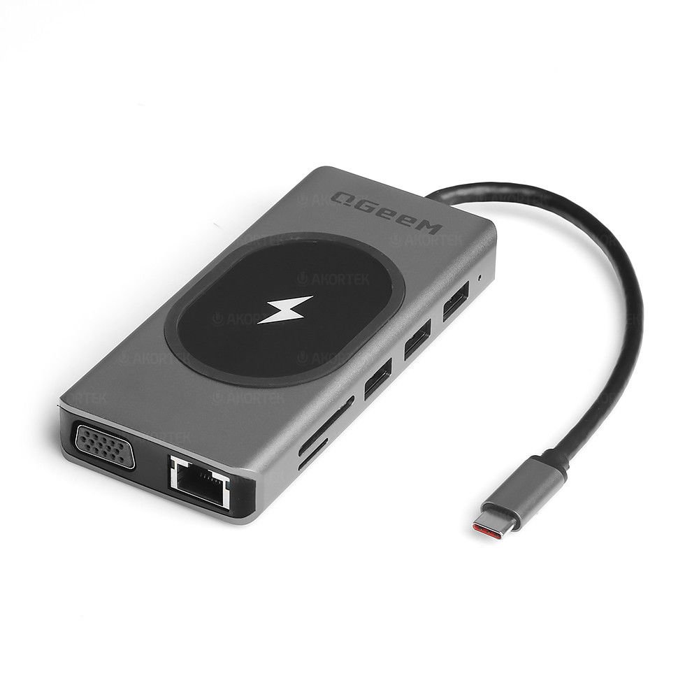 Qgeem QG-UH13 USB 3.0 Type C 13in1 2xHDMI-VGA-TF SD-USB 3.0-USB 2.0-PD+SD-Ethernet 1000Mbps HUB