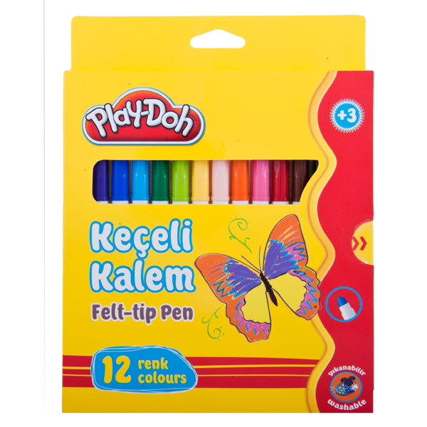 Play-Doh Keçeli Kalem Karton Kutu 5 MM 12 Renk PLAY-KE007