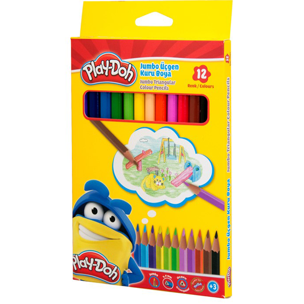 Play-Doh Kuru Boya Jumbo Üçgen 12 Renk PLAY-KU008