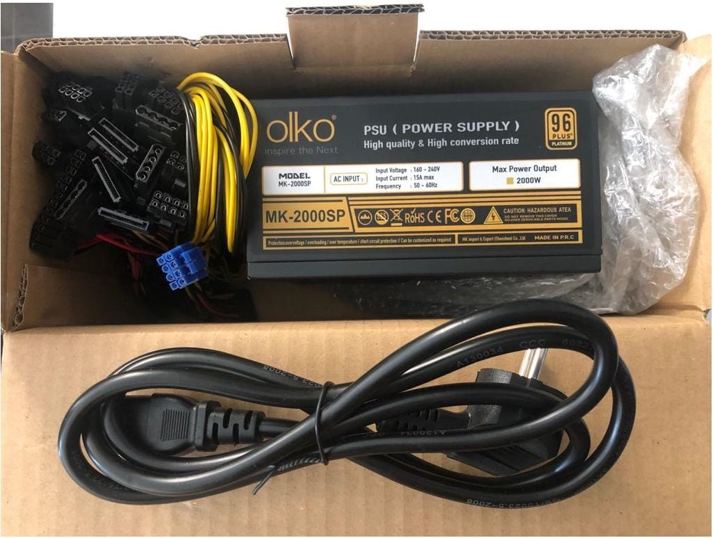 Olko MK-2000SP 2000W 96+ 2 Fanlı Mining Powersuply Kutulu