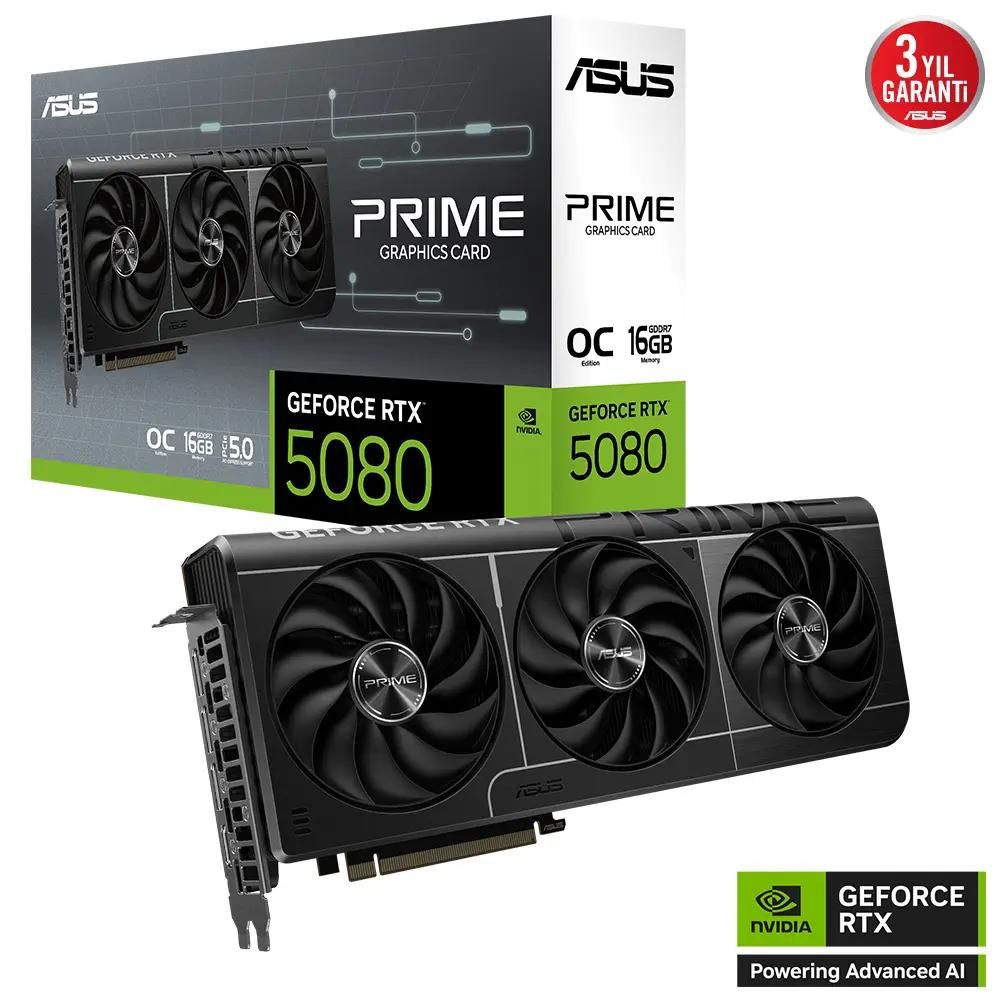 Asus Prime GeForce RTX5080 PRIME-RTX5080-O16G 16GB GDDR7 OC Edition 256 Bit Gaming Ekran Kartı