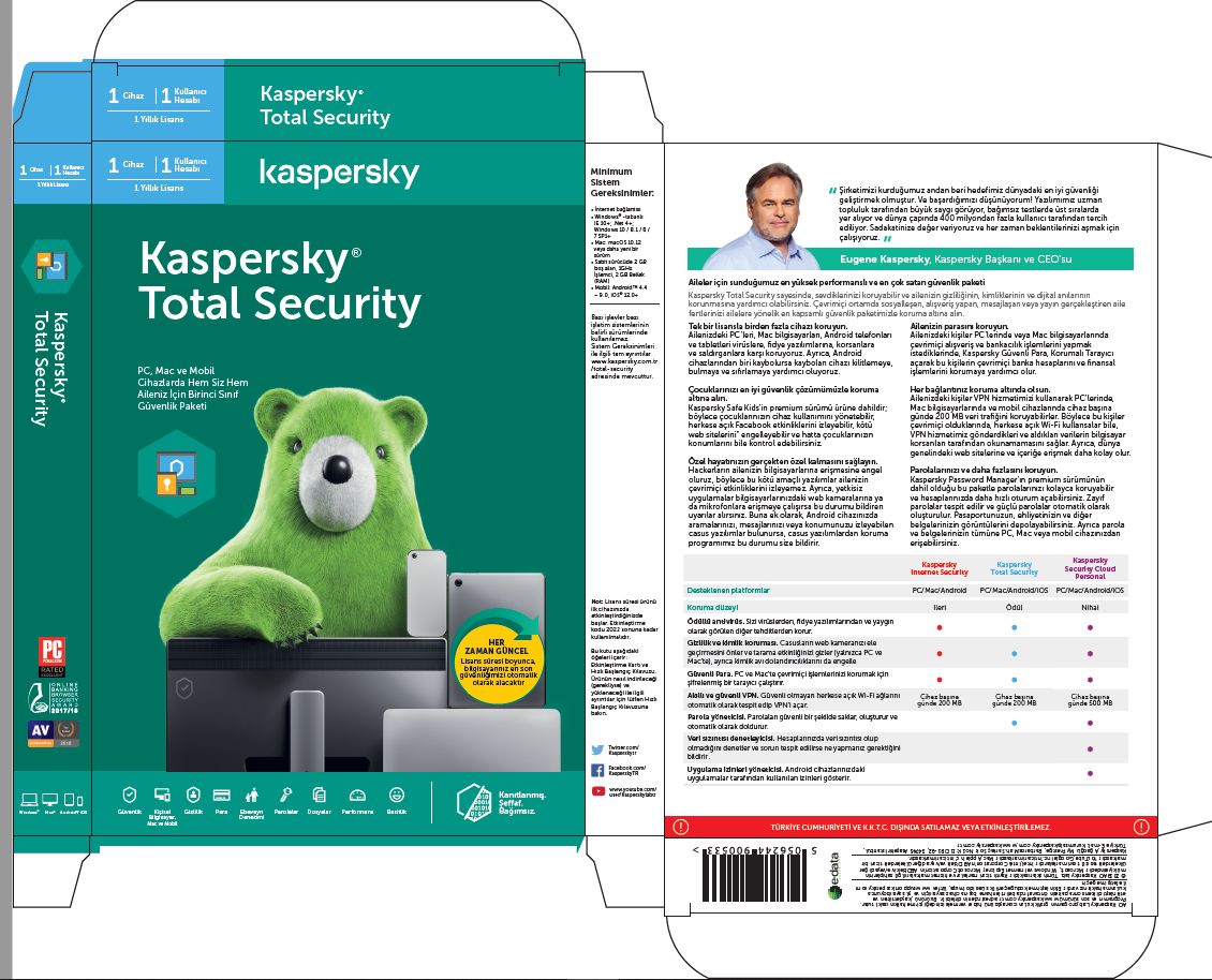 Kaspersky Total Security 1 Kullanıcı 1 Yıl