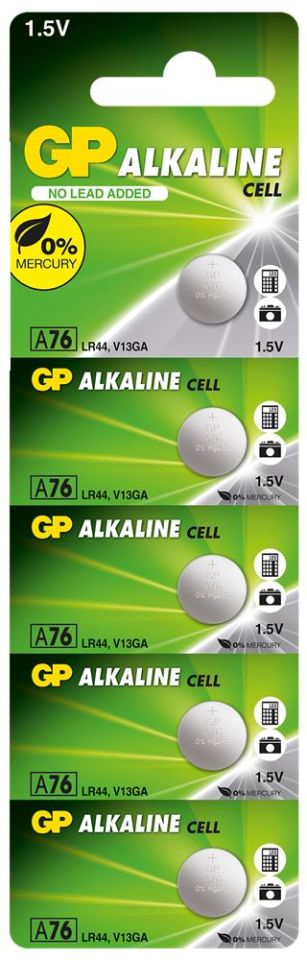 GP GPA76-C5 LR44 Alkalin Düğme Pil 5'li Paket 