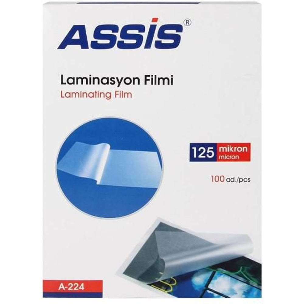 Assis Laminasyon Filmi A4 125 Mic 100 Lü Şeffaf A-224