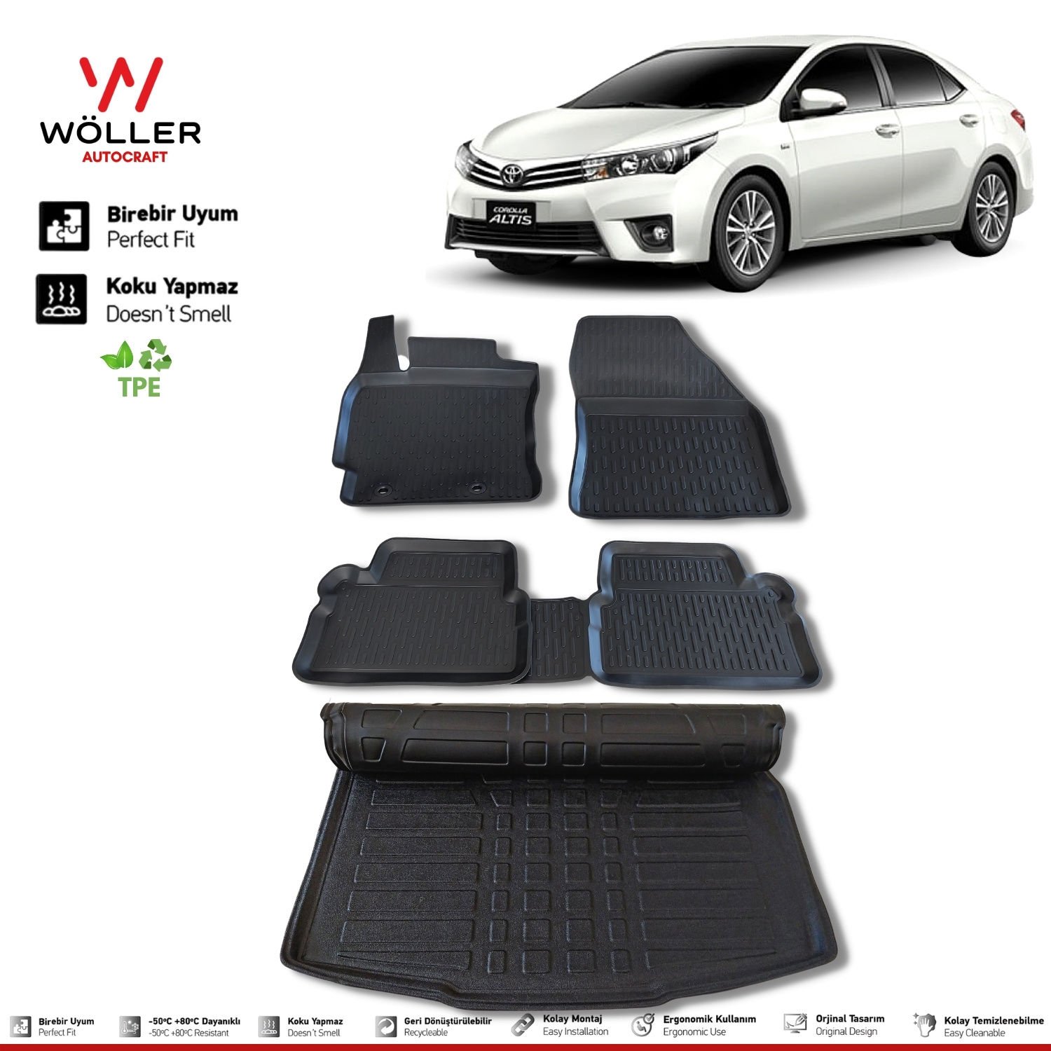 Toyota Corolla Paspas Bagaj Havuzu Set 2013 2018 Arası 3d Ultraflex Set