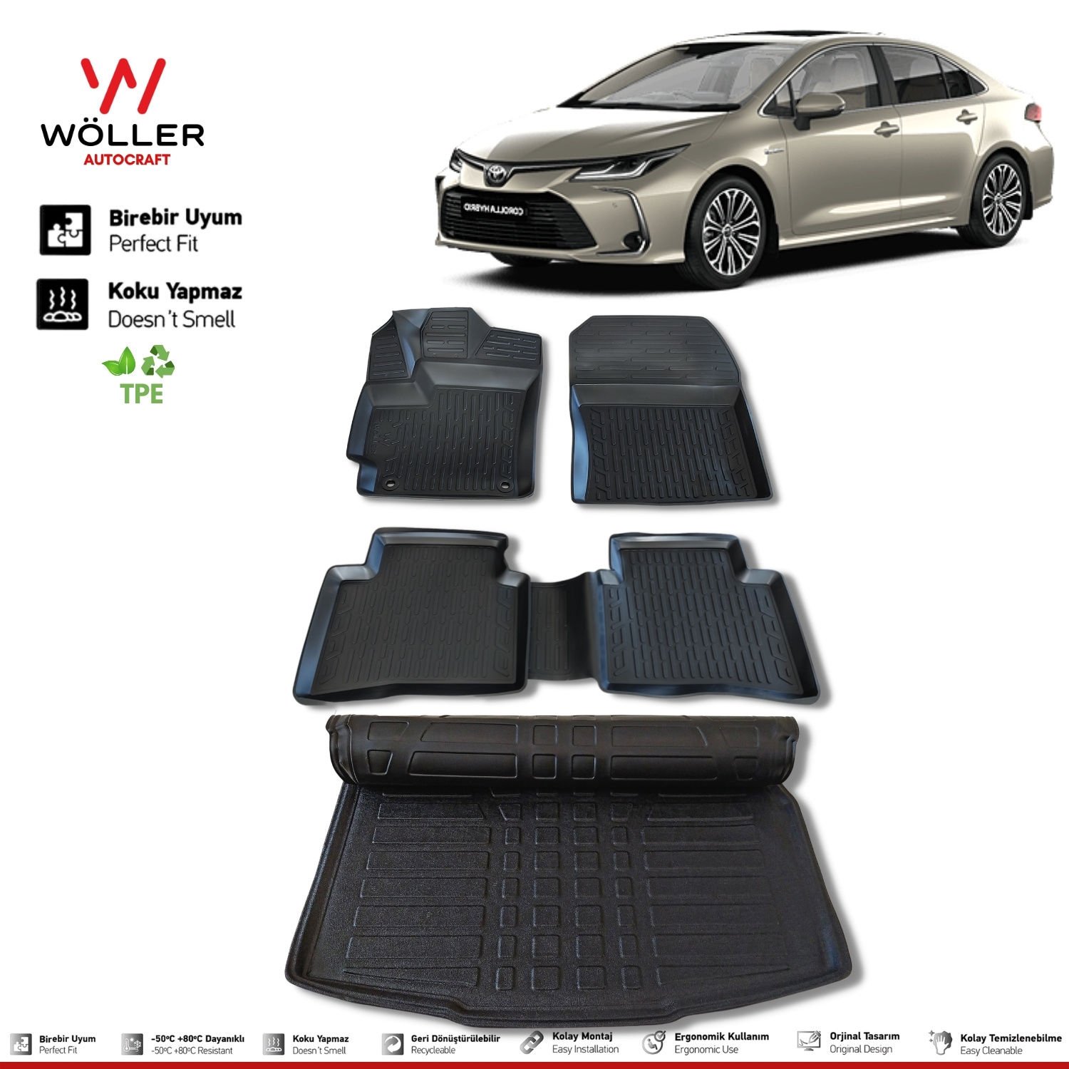 Toyota Corolla Paspas Bagaj Havuzu Set 2019 2024 Arası 3d Ultraflex Set