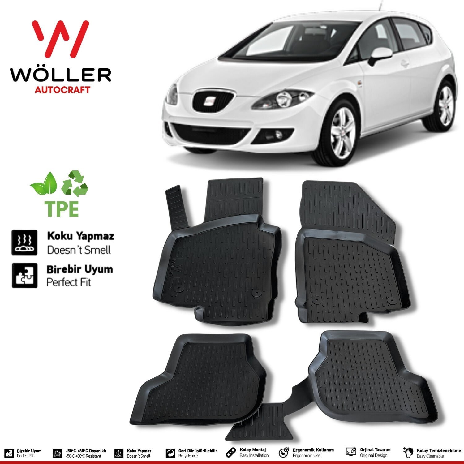 Seat Leon Paspas 2005 2012 Arası 3d Havuzlu Wöller Paspas