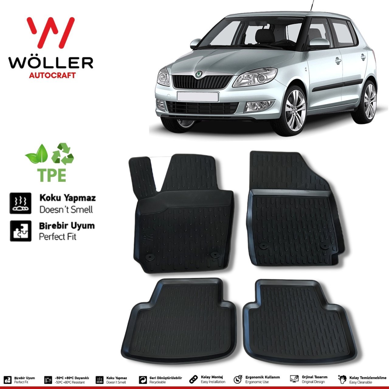 Skoda Fabia Paspas 2008 2014 Arası 3d Havuzlu Wöller Paspas