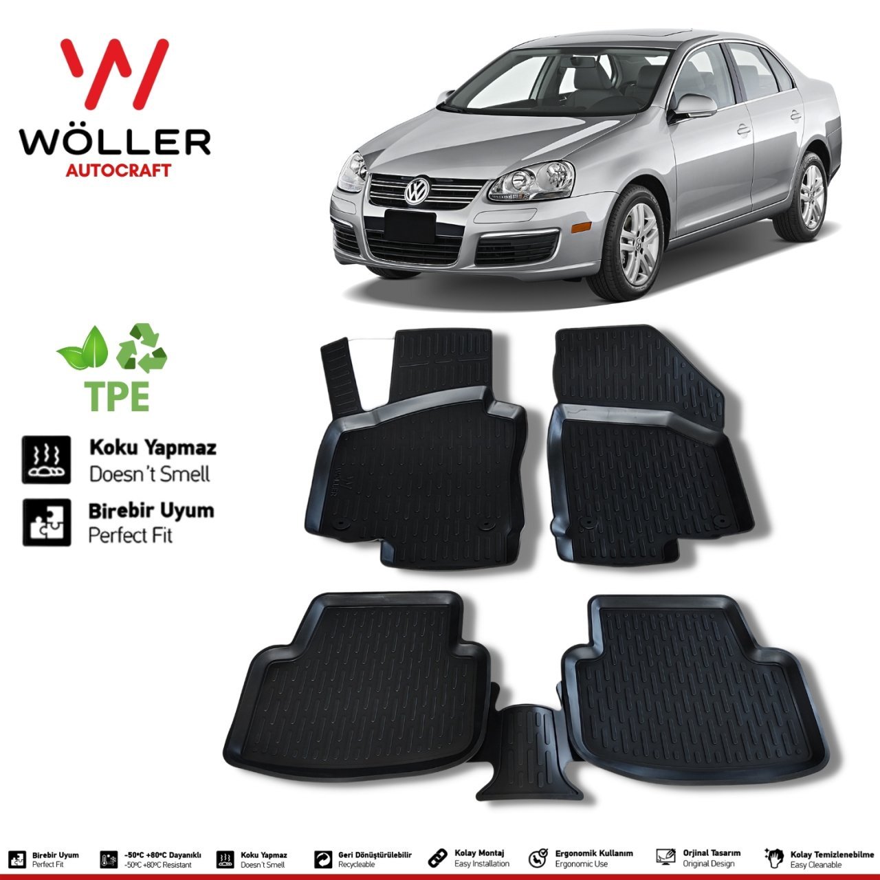 Volkswagen Jetta Paspas 2005 2010 Arası 3d Havuzlu Wöller Paspas