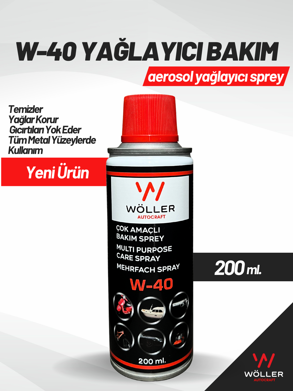 Wöller W40 Pas Sökücü Koruyucu Yağlayıcı Sprey Çok Amaçlı Bakım Spreyi 200 ml