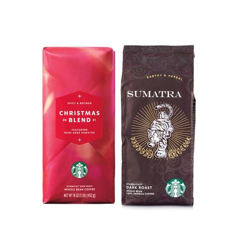 Starbucks Sumatra ve Christmas Blend Sumatra Çekirdek Kahve gr Çekirdek Kahve 500 Gram