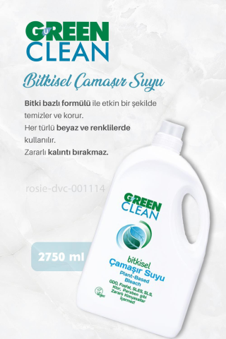 Green Clean Çamaşır Suyu 2750 ml, Çok Amaçlı Temizleyici 1 lt ve ROSIE