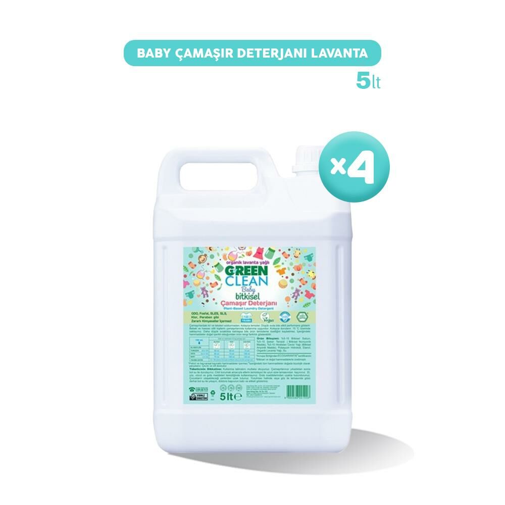 Green Clean Baby Bitkisel Çamaşır Deterjanı Lavanta Yağlı 5 lt x 4
