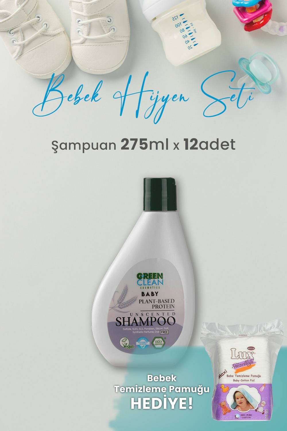 Green Clean Baby Şampuan 275 ml x 12 Adet ve Hediyeli