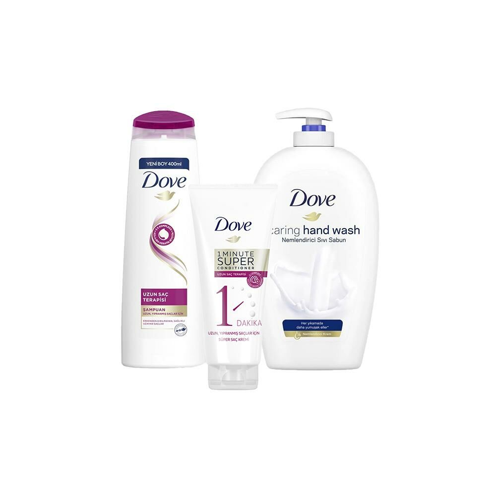 Dove Sıvı Sabun Caring Hand, Saç Bakım Şampuanı ve Saç Kremi Uzun Saç Terapisi