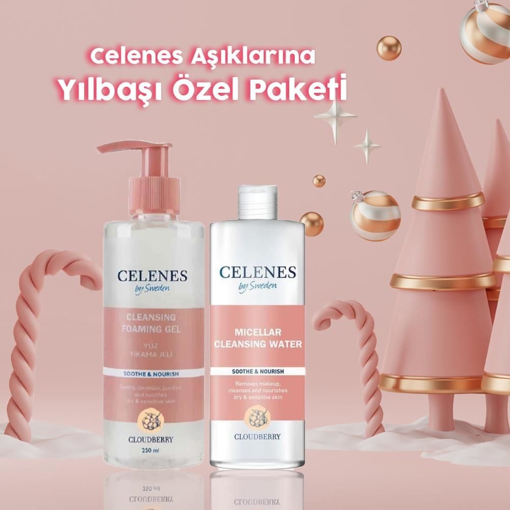 Celenes By Sweden Yılbaşı Paketi Cloudberry Temizleme Jeli ve Temizleme Suyu