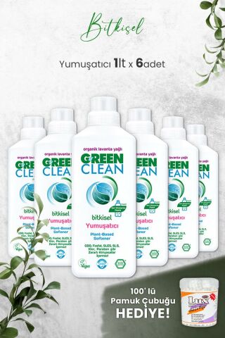 U Green Clean Bitkisel Çamaşır Yumuşatıcısı 1 Litre (Lavanta Kokulu) x 6 Adet ve Hediyeli