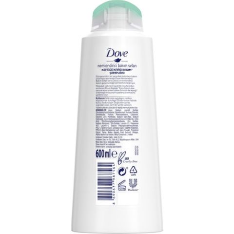 Dove Kepeğe Karşı Etkili Nemlendirici Saç Bakım Şampuanı Aloe Vera ve Elma Sirkesi 600 ml