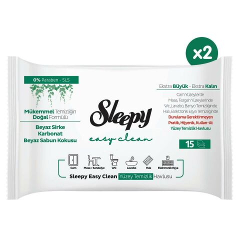 Sleepy Easy Clean Yüzey Temizlik Havlusu 2x15 Yaprak (30 Yaprak)