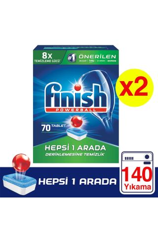 Finish Hepsi Bir Arada Bulaşık Makinesi Deterjanı Tableti 70 Yıkama x 2