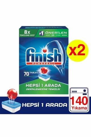 Finish Hepsi Bir Arada Bulaşık Makinesi Deterjanı Tableti 70 Yıkama x 2