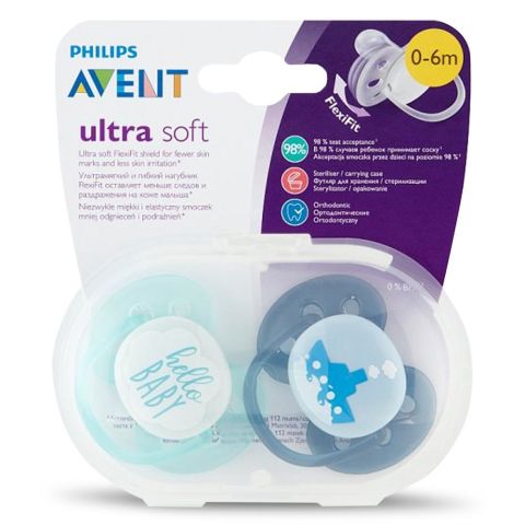 Philips Avent Ultra Soft Silikon Emzik 2'li 0-6 Ay Erkek