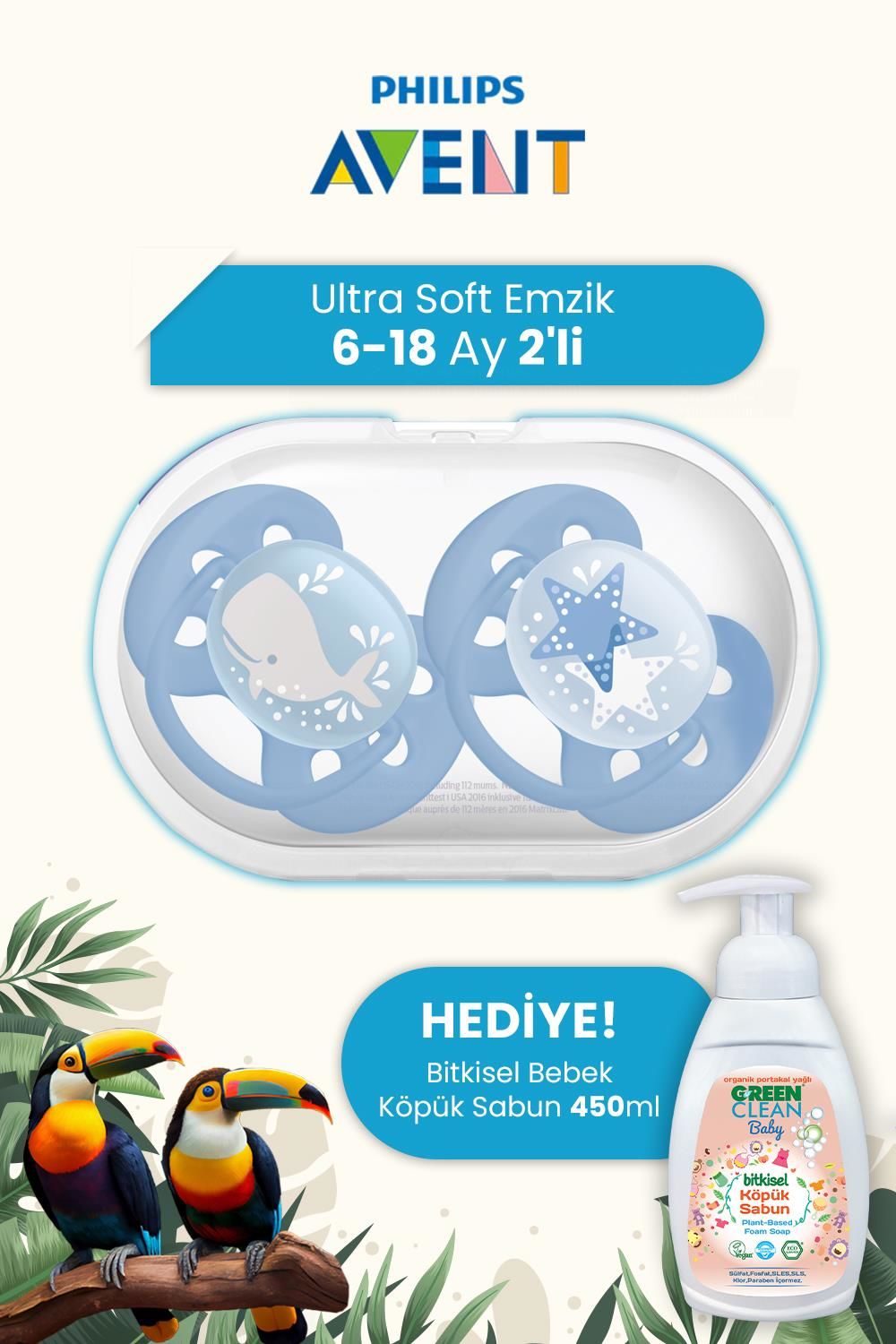 Philips Avent Ultra Soft 2'li Emzik 6-18 Ay Erkek