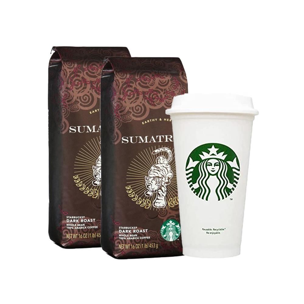 Starbucks Sumatra 250 gr Çekirdek Kahve 2 PAket + Starbucks Kupa