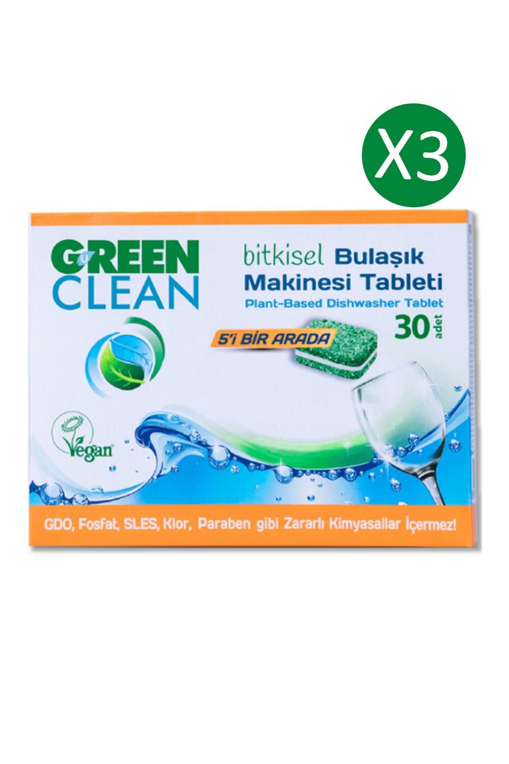 U Green Clean Bitkisel Bulaşık Makinesi Tableti 30'lu 3 Adet