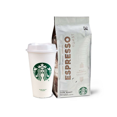 Starbucks Espresso Dark Roast 250 gr Çekirdek Kahve ve Plastik Mug