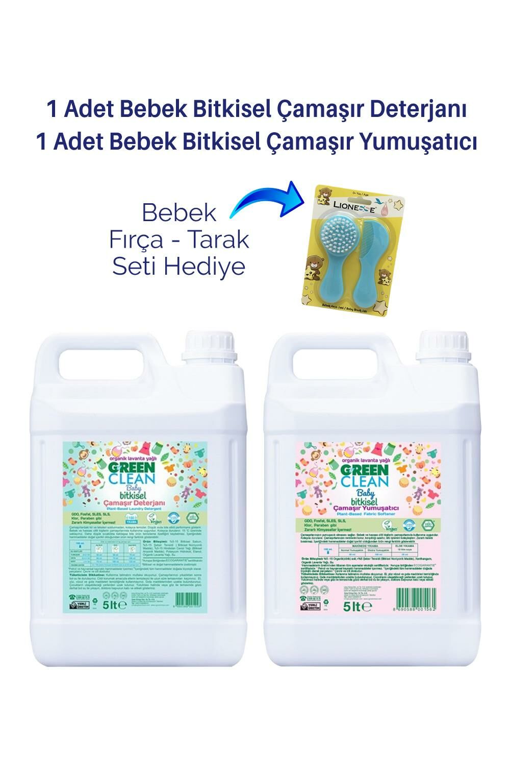 Green Clean Baby Çamaşır Deterjanı 5lt, Yumuşatıcısı 5lt ve Hediyeli