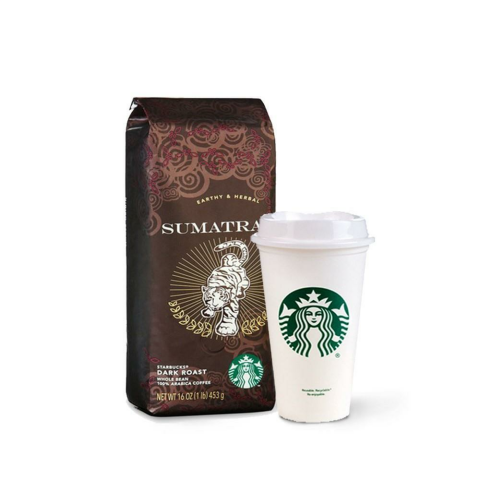 Starbucks Sumatra 250 gr Çekirdek Kahve ve Plastik Bardak