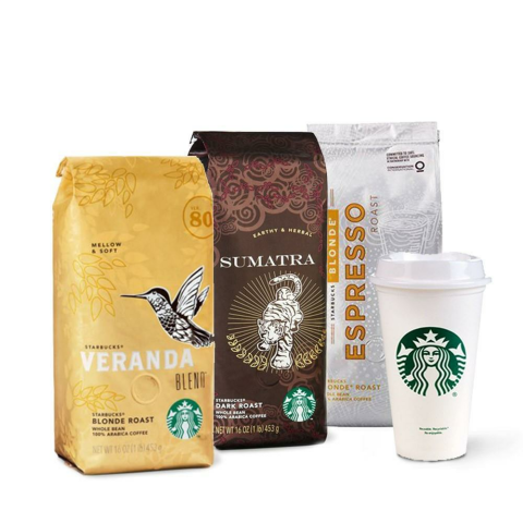 Starbucks Veranda, Sumatra, Blonde Espressop Çekirdek Kahve ve Plastik Bardak