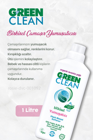 Green Clean Çamaşır Deterjanı 5 lt, Yumuşatıcı 1 lt, Çamaşır Suyu 1 lt ve ROSIE