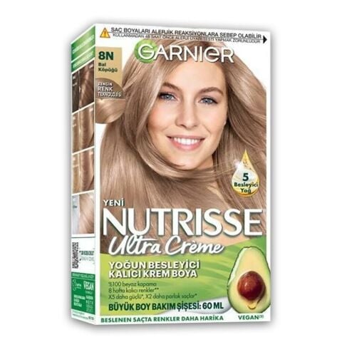 Garnier Nutrisse Yoğun Besleyici Kalıcı Krem Saç Boyası 8N Bal Köpüğü