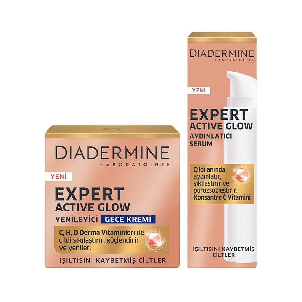 Diadermine Expert Active Glow Aydınlatıcı Serumu 40 ML + Yenileyici Gece Kremi 50 Ml