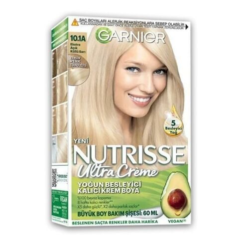 Garnier Nutrisse Yoğun Besleyici Kalıcı Krem Saç Boyası 10.1A Ekstra Açık Küllü Sarı