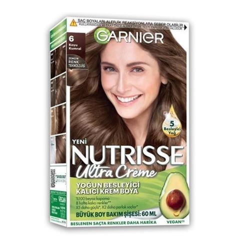 Garnier Nutrisse Yoğun Besleyici Kalıcı Krem Saç Boyası 6 Koyu Kumral