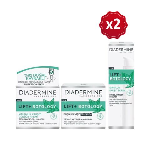 Diadermine Lift+Botology Kırışıklık Serumu 40 ml x 2 Adet + Gündüz + Gece Kremi 50 ml x 2 Adet