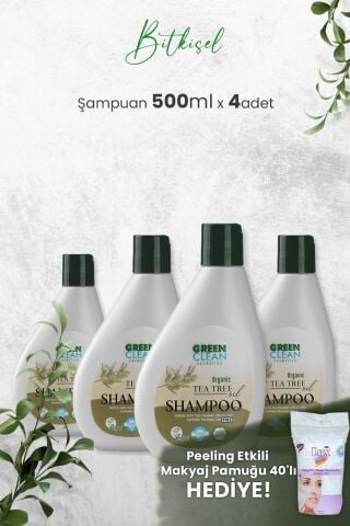 Green Clean Şampuan Tea Tree 275 ml x 4 Adet ve Hediyeli