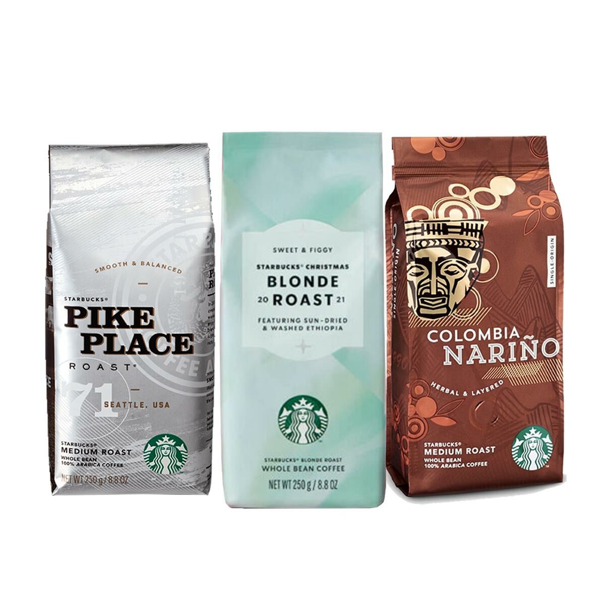 Starbucks Christmas 2021 Blonde Roast, Pike Place ve Colombia Çekirdek Kahve