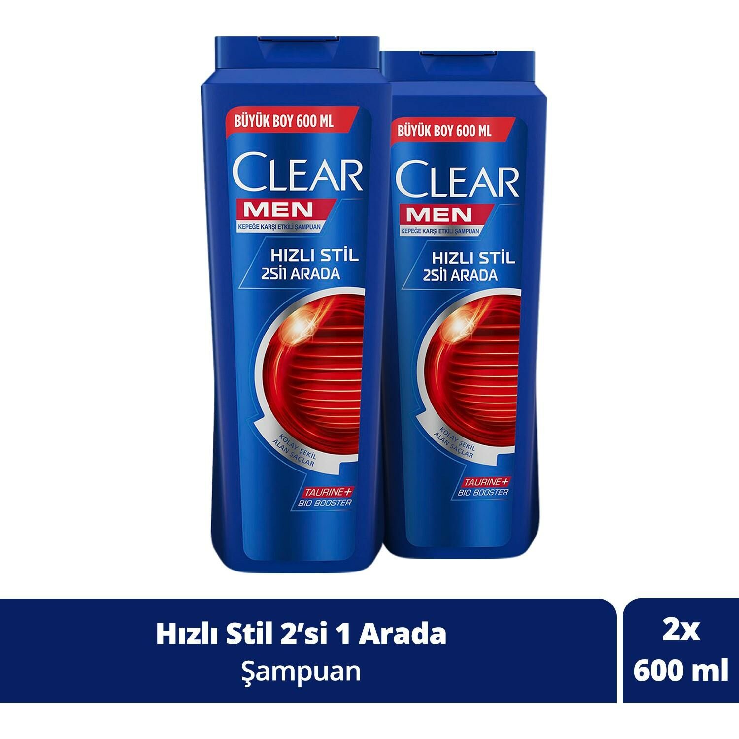 Clear Kepeğe Karşı Etkili Hızlı Stil 2'si 1 Arada Şampuan 600 ML 2 Adet