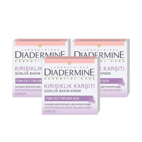 Diadermine Kırışıklık Karşıtı Günlük Bakım Kremi (Tüm Cilt Tipleri) 50 ml x 3 Adet