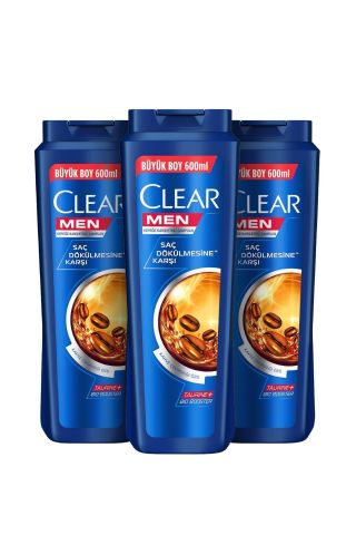 Clear Men Saç Dökülmesine Karşı Şampuan Büyük Boy 600 ml x 3 Adet