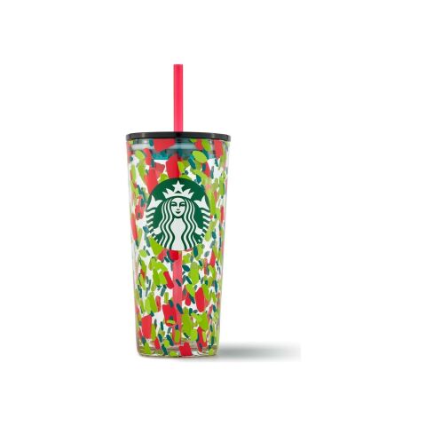 Starbucks Konfeti Desenli Pipetli Cam Termos 532 ML