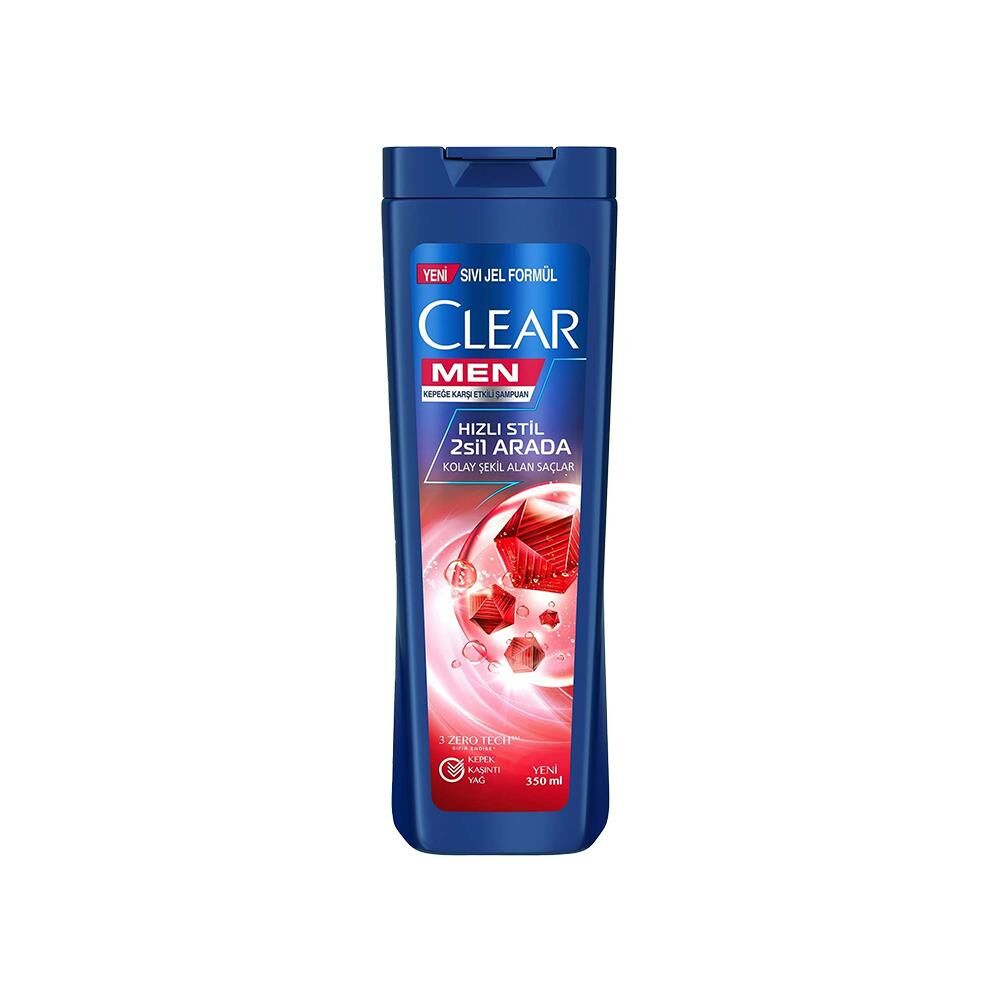 Clear Men Kepeğe Karşı Etkili Hızlı Stil 2'si 1 Arada Şampuan 350 ml